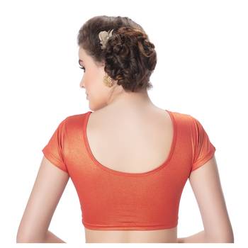 Short Sleeves Lycra Rust Princess Cut Stretchable blouse 3