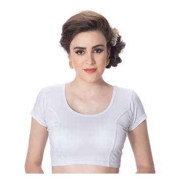 Short Sleeves Lycra Silver Princess Cut Stretchable blouse 1