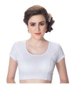 Short Sleeves Lycra Silver Princess Cut Stretchable blouse