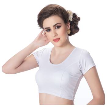 Short Sleeves Lycra Silver Princess Cut Stretchable blouse 2
