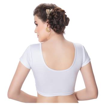 Short Sleeves Lycra Silver Princess Cut Stretchable blouse 3