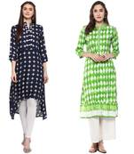  green and blue rayon combo kurti