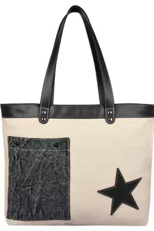 Starry Off-white Canvas Shoulder Bag