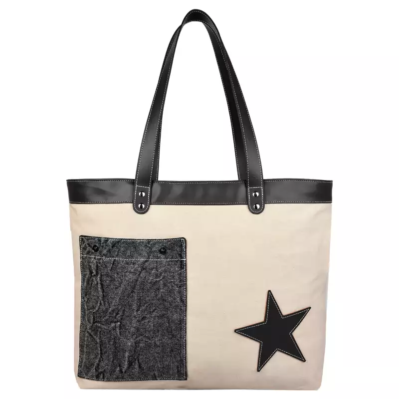 Starry Off-white Canvas Shoulder Bag