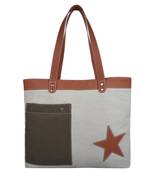 Starry Off-white Canvas Shoulder Bag