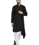 Black Plain Linen Kurta Pajama
