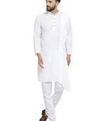 White Plain Linen Kurta Pajama