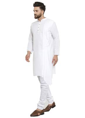 White Plain Linen Kurta Pajama 3