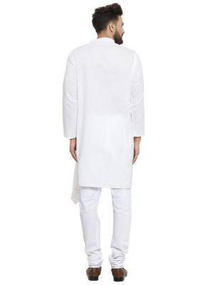 White Plain Linen Kurta Pajama 4