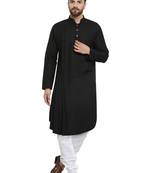 Black Plain Linen Kurta Pajama