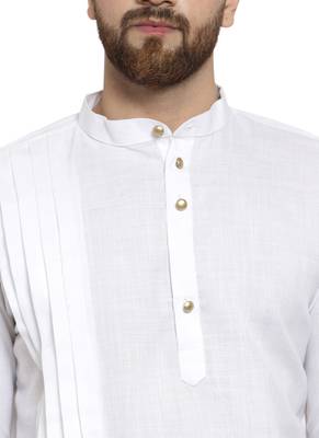 White Plain Linen Kurta Pajama 2