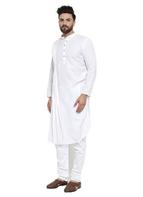 White Plain Linen Kurta Pajama 3