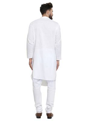 White Plain Linen Kurta Pajama 4