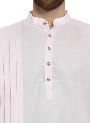 Designer Pink Linen Kurta With Churidar Pyjama For Men By Treemoda 2