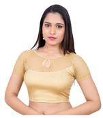 Gold Short Net Sleeves Lycra Princess Cut Stretchable blouse