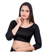 Black 3/4 Sleeves Lycra Princess Cut Stretchable blouse
