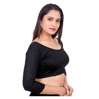 Black 3/4 Sleeves Lycra Princess Cut Stretchable blouse 2