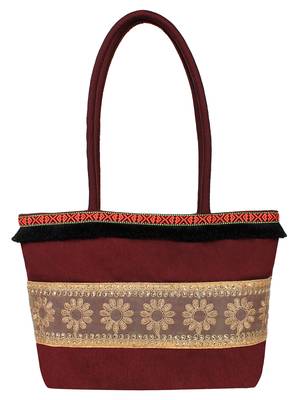 Mesh Brown Art Silk  Shoulder Bag 1