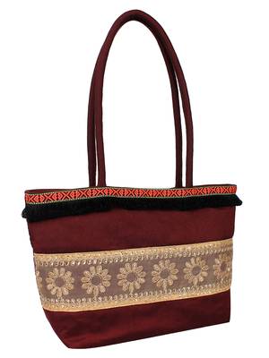 Mesh Brown Art Silk  Shoulder Bag 2