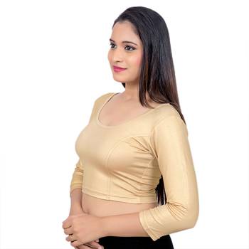 Gold 3/4 Sleeves Lycra Princess Cut Stretchable blouse 3