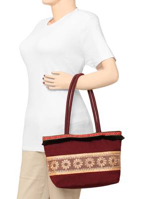 Mesh Brown Art Silk  Shoulder Bag 6