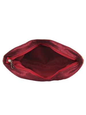Florid  Maroon & Beige Art Silk Jacquard Shoulder Bag 5