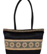 Mesh Black Art Silk  Shoulder Bag