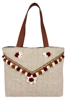 Seashell Beige Canvas Jacquard Handbag