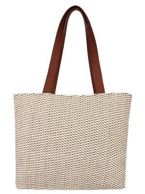 Seashell Beige Canvas Jacquard Handbag 3