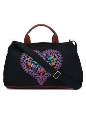 Weekender Printed Black Canvas Handbag 1