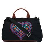 Weekender Printed Black Canvas Handbag