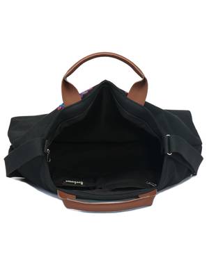 Weekender Printed Black Canvas Handbag 5