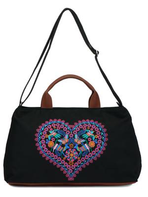 Weekender Printed Black Canvas Handbag 6