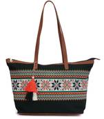 Hoist Geometrical Print Black Canvas Handbag