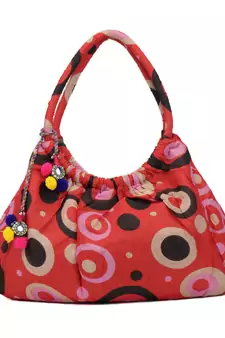 Dot Red Printed tassel Cotton Hand Bag