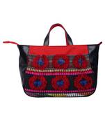 Wolly Red and Black Jacquard Tote Bag