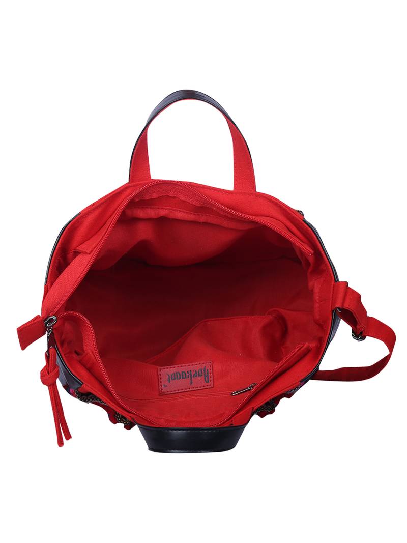 Wolly Red and Black Jacquard Tote Bag