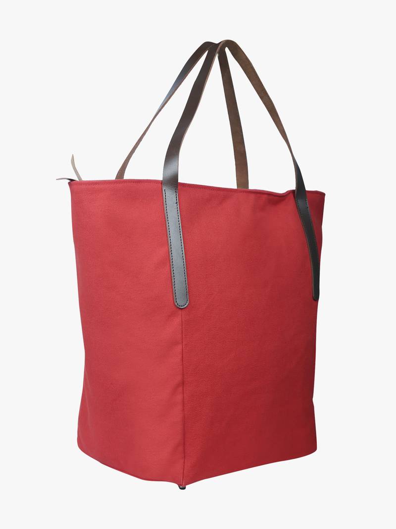 carryall red canvas tote bag