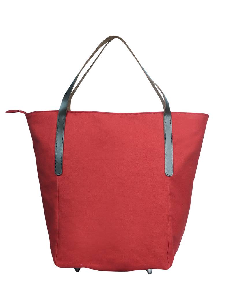 carryall red canvas tote bag