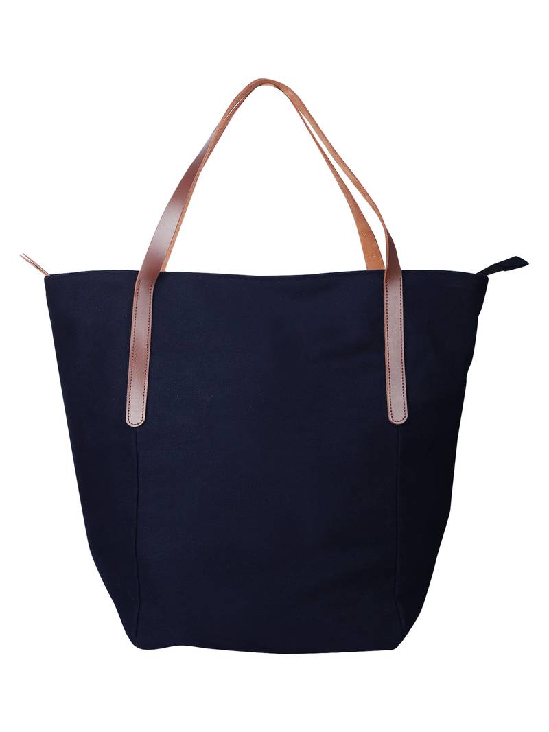 carryall navy blue canvas tote bag
