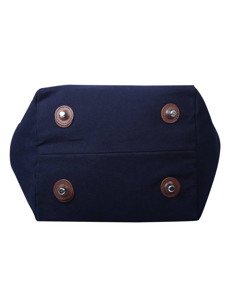 carryall navy blue canvas tote bag