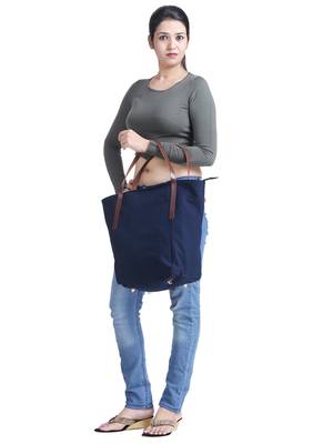 carryall navy blue canvas tote bag 6