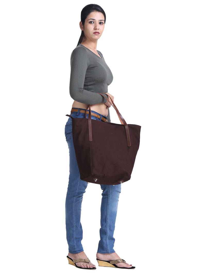 carryall brown canvas tote bag