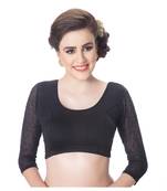 Black 3/4 Net Sleeves Lycra Princess Cut Stretchable blouse