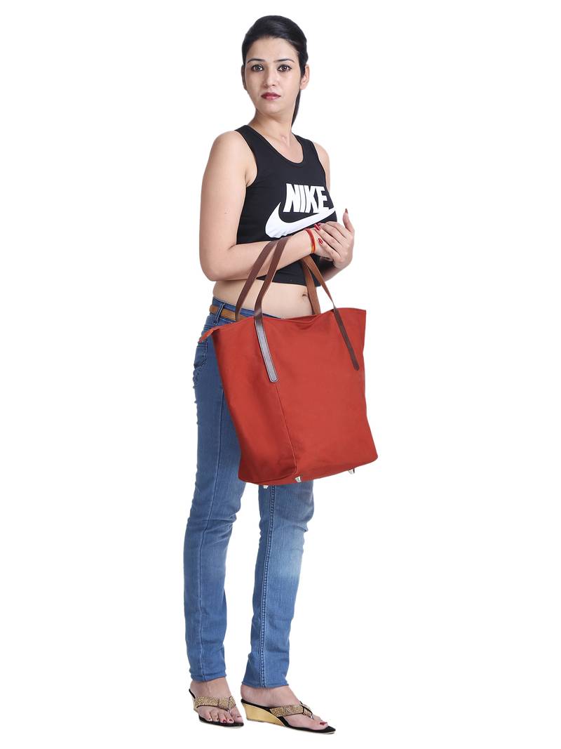 carryall rust canvas tote bag
