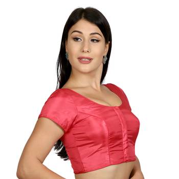 Banglori Silk Gajari Plain Short Sleeves Princess Cut Padded blouse 2
