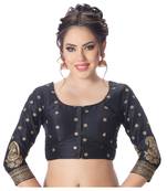 Dupion Silk Black Embroidered 3/4 Sleeves Princess Cut Padded blouse