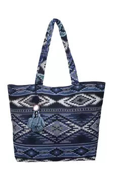 Nava Jacquard Blue Tote Bag