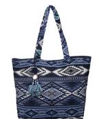 Nava Jacquard Blue Tote Bag