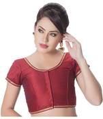 Maroon Dupion Silk Princess Cut Padded Short Sleeves blouse